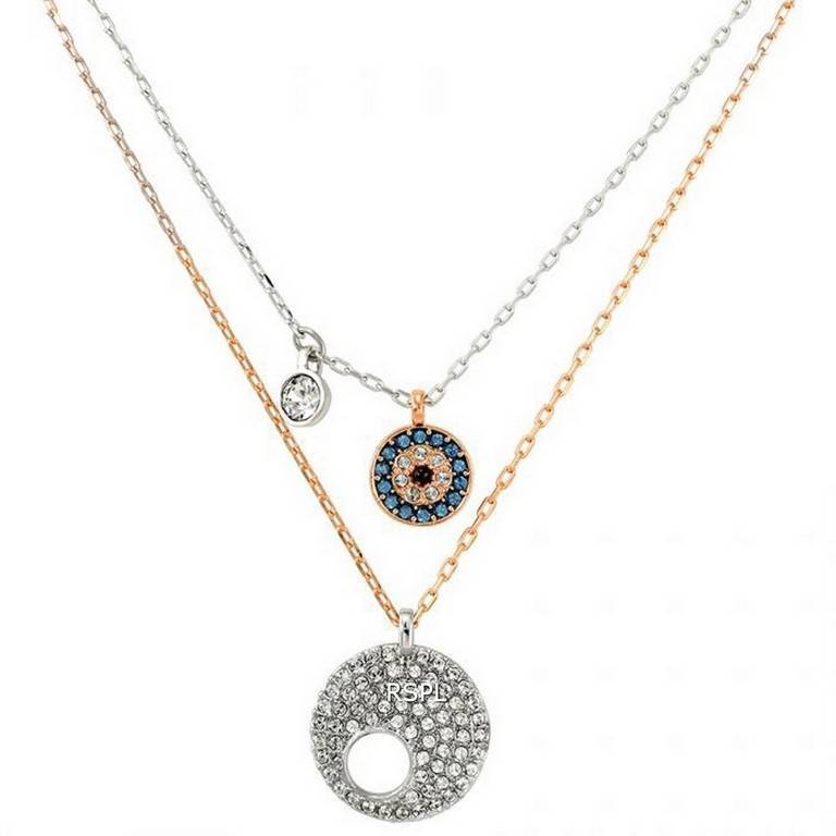 Swarovski Women's Chain with Pendant CRY Wishes Blue Crystal Evil Eye Jewelry Set 5272243
