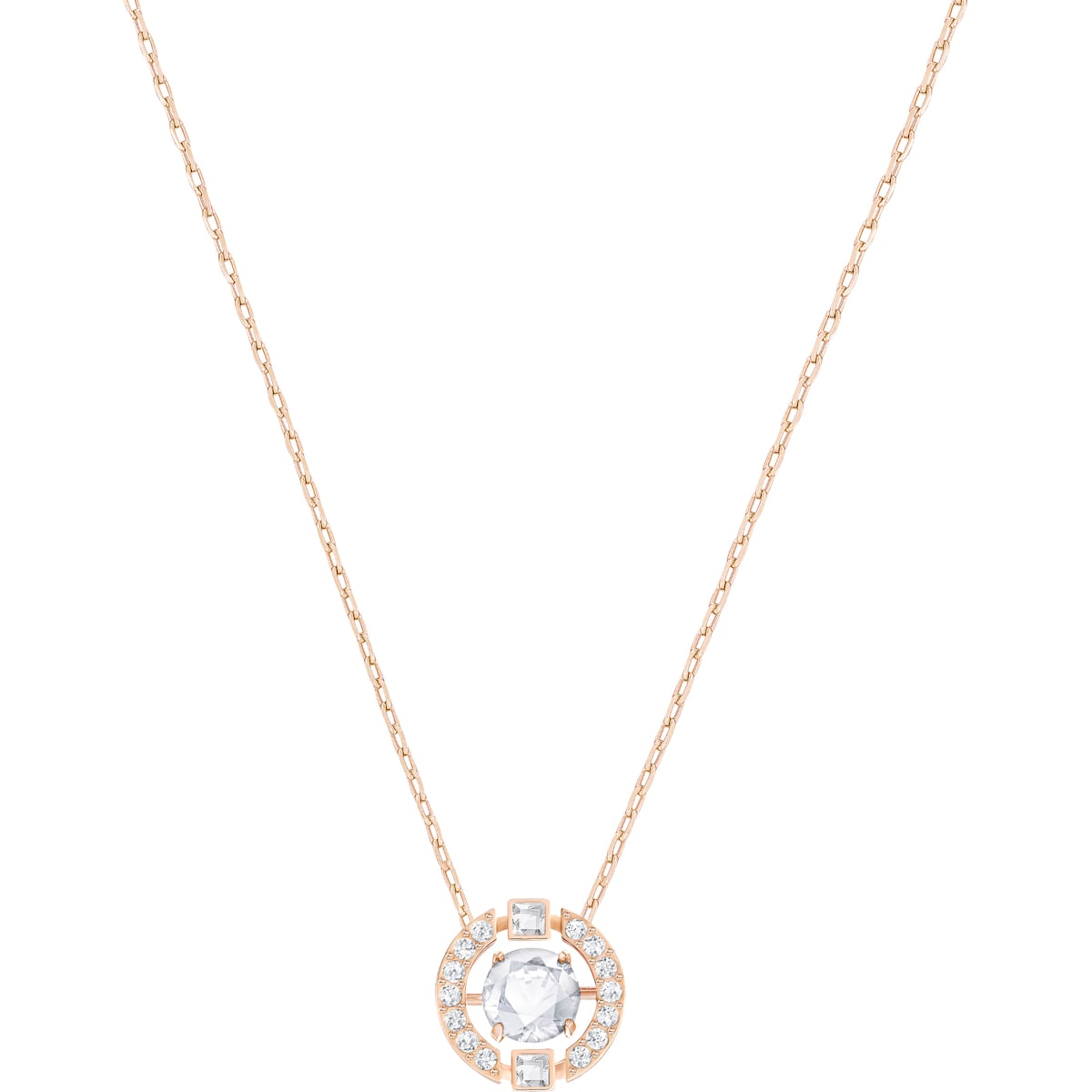 Swarovski Sparkling Dance necklace, Round, White, Rose gold-tone plated 5272364