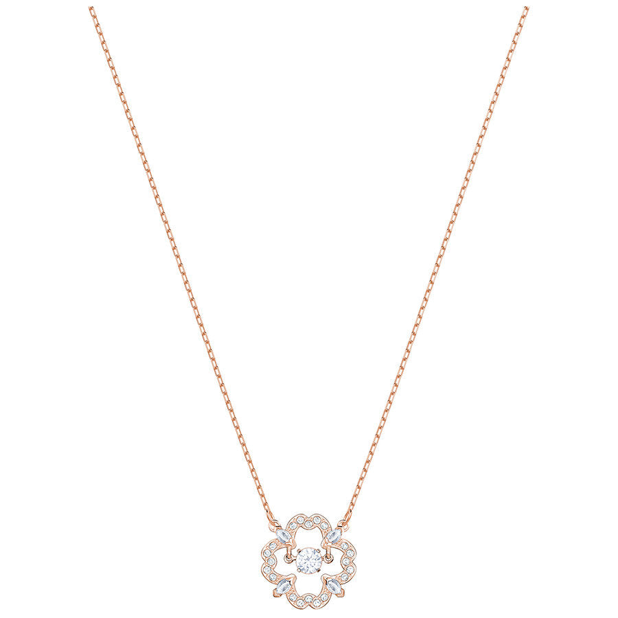 Swarovski Sparkling Dance Flower Necklace, White, Rose gold plating 5408437