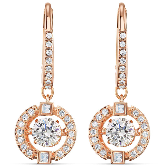 Swarovski Sparkling Dance Pierced Earrings, White, Rose-gold tone plated 5504753