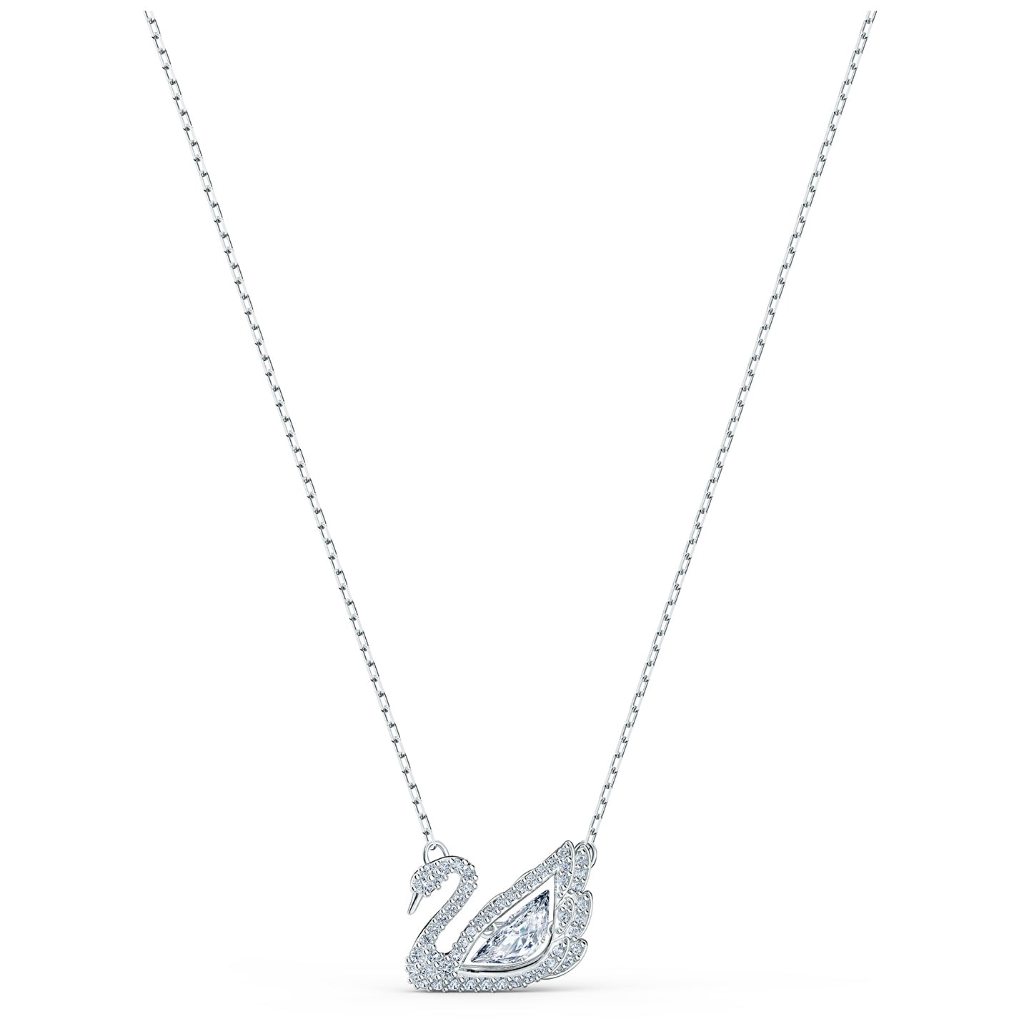 Swarovski Dancing Swan Necklace, White, Rhodium plated 5514421