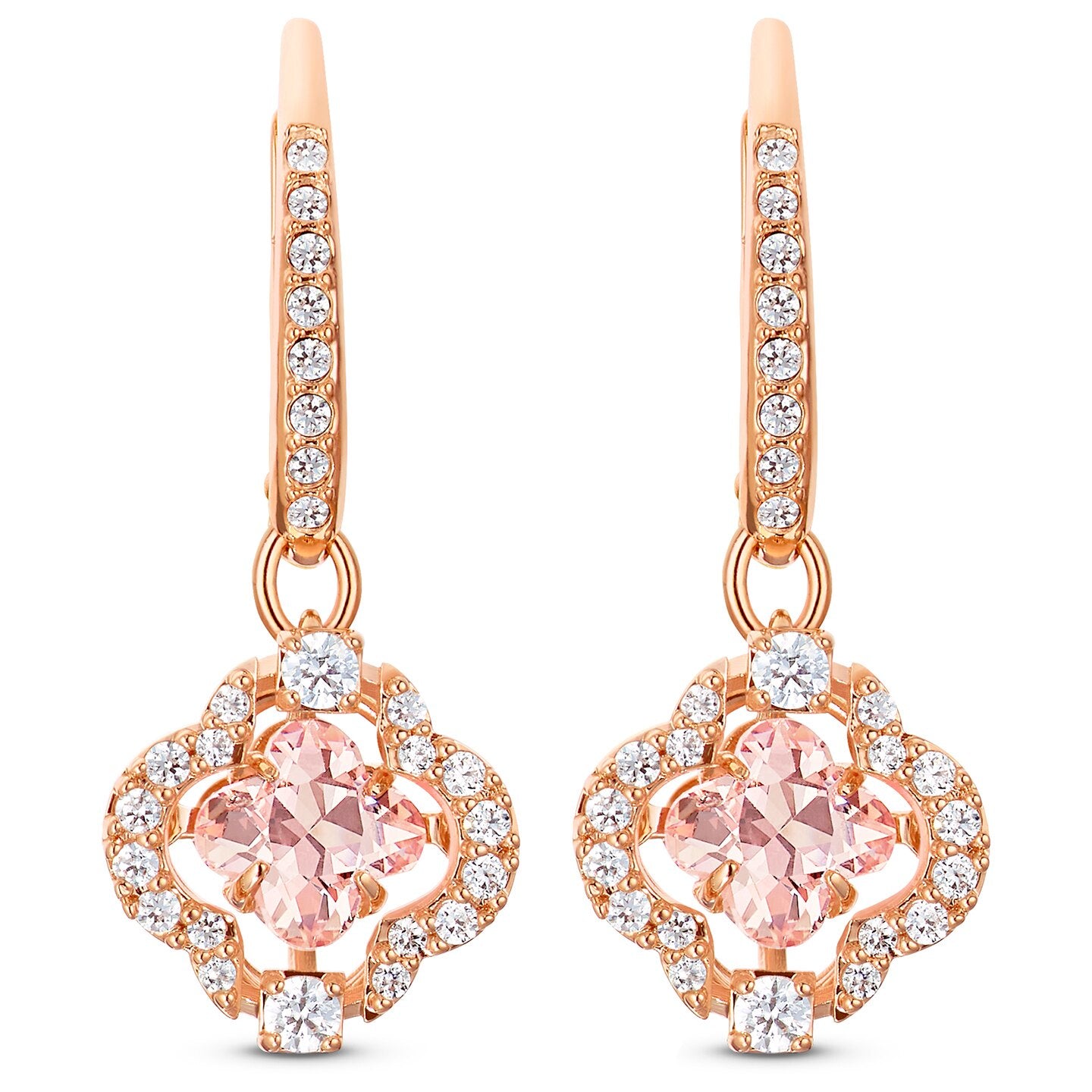 Swarovski Sparkling Dance Clover Pierced Earrings, Pink, Rose-gold tone plated 5516477