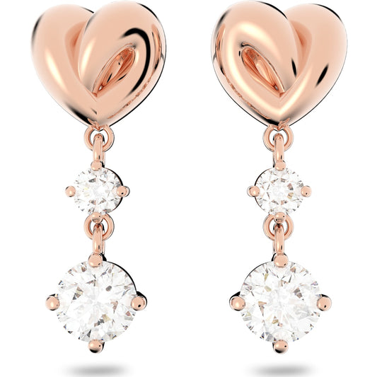 Swarovski Lifelong Heart earrings, Heart, White, Rose gold-tone plated 5517942