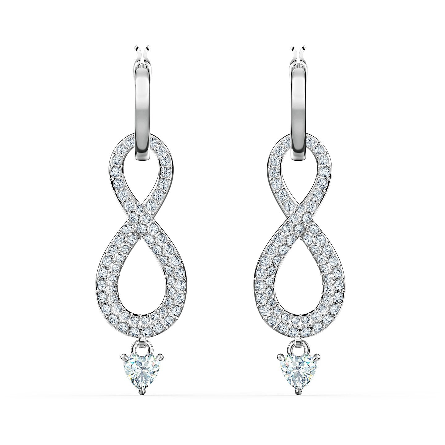 Swarovski Infinity Pierced Earrings, White, Rhodium plated 5520578