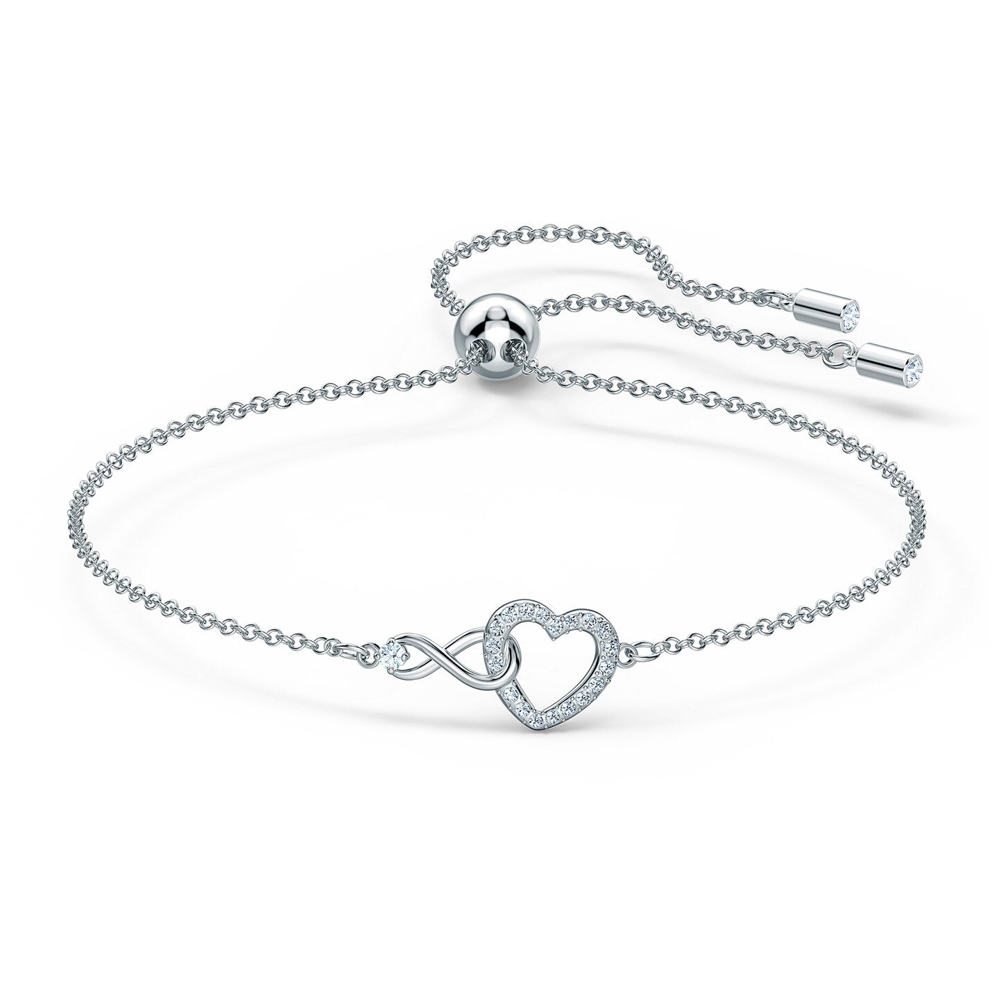 Swarovski Infinity Heart Bracelet, White, Rhodium plated 5524421