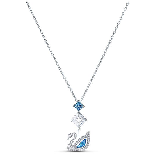 Swarovski Dazzling Swan Necklace, Blue, Rhodium plated 5530625