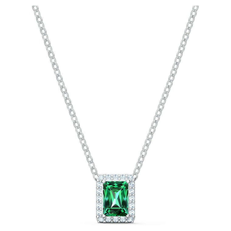 Swarovski Crystal Angelic Rectangular Necklace, Green, Rhodium Plated 5559380