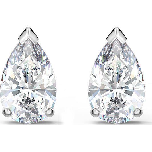 Swarovski Attract stud earrings, Pear cut crystal, White, Rhodium plated 5563121