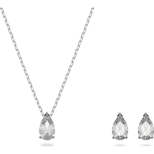 Swarovski Attract set, Pear cut crystal, White, Rhodium plated 5569174