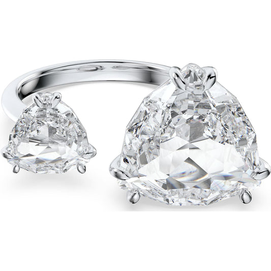 Swarovski Millenia open ring, Trilliant cut crystals, White, Rhodium plated 5609007 5610390