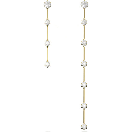 Swarovski Constella earrings, Asymmetrical, White, Shiny gold-tone plated 5622721