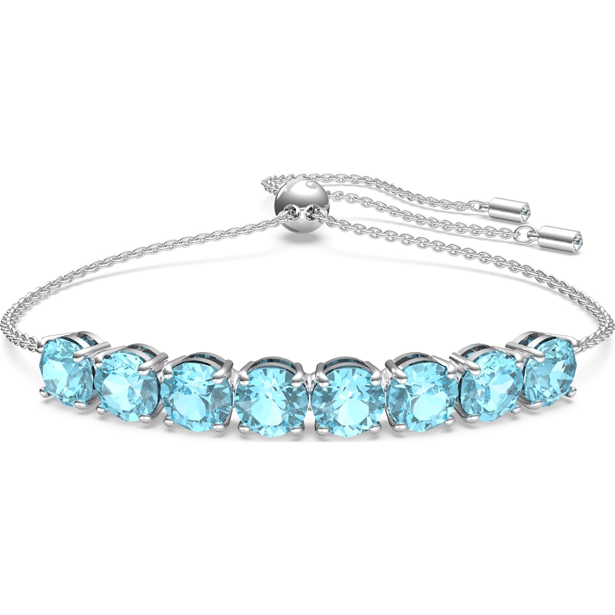 Swarovski Exalta bracelet, Round cut, Blue, Rhodium plated 5643755