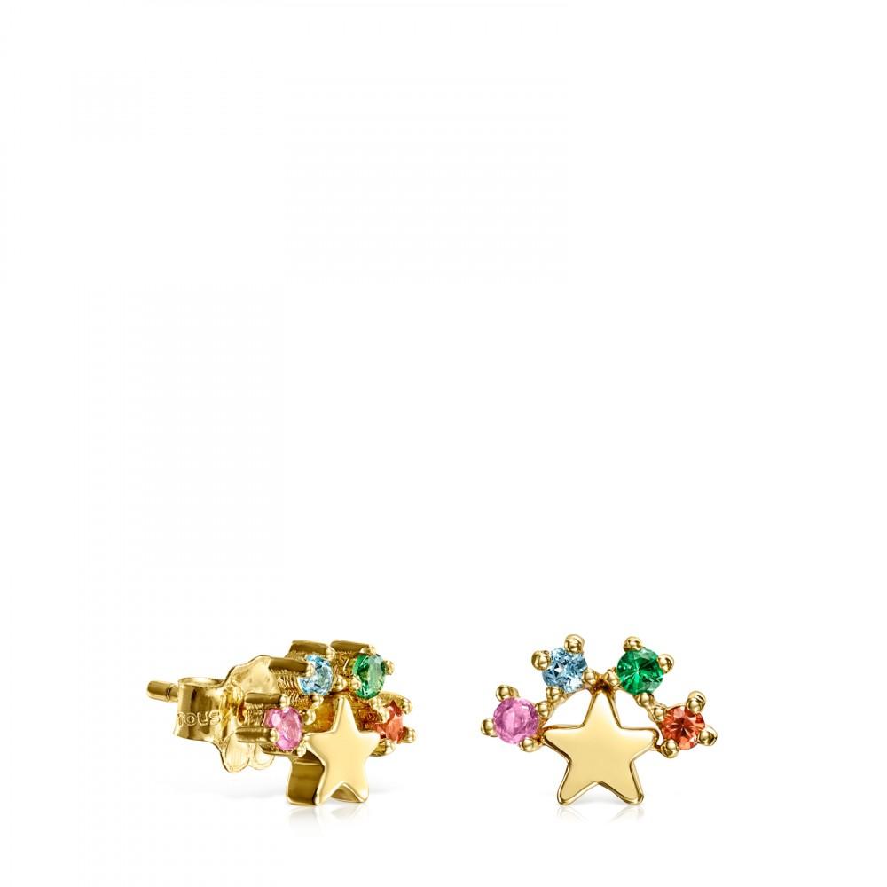 Tous Gold Real Sisy star Earrings with Gemstones 812453040