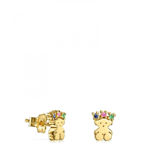 Tous Gold Real Sisy bear Earrings with Gemstones 812453050