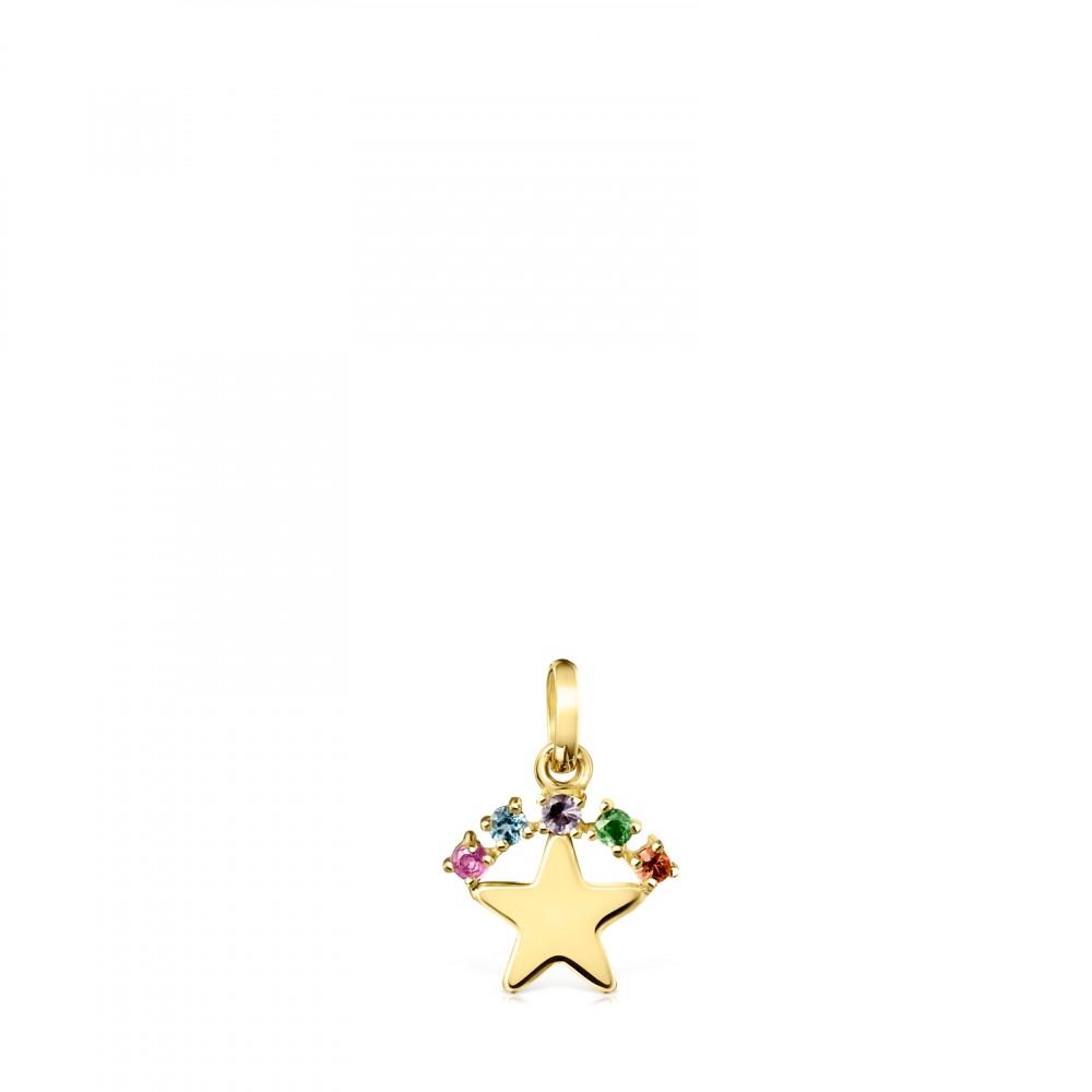 Tous Gold Real Sisy star Pendant with Gemstones 812454030