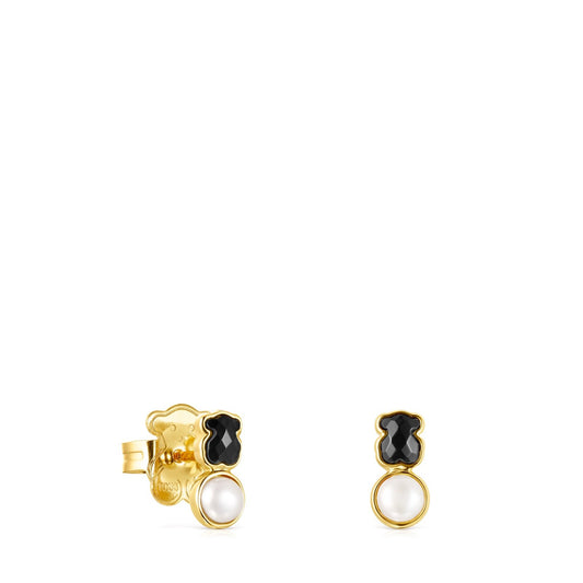 Tous Glory Earrings in Vermeil Silver with Onyx and Pearl 918593600