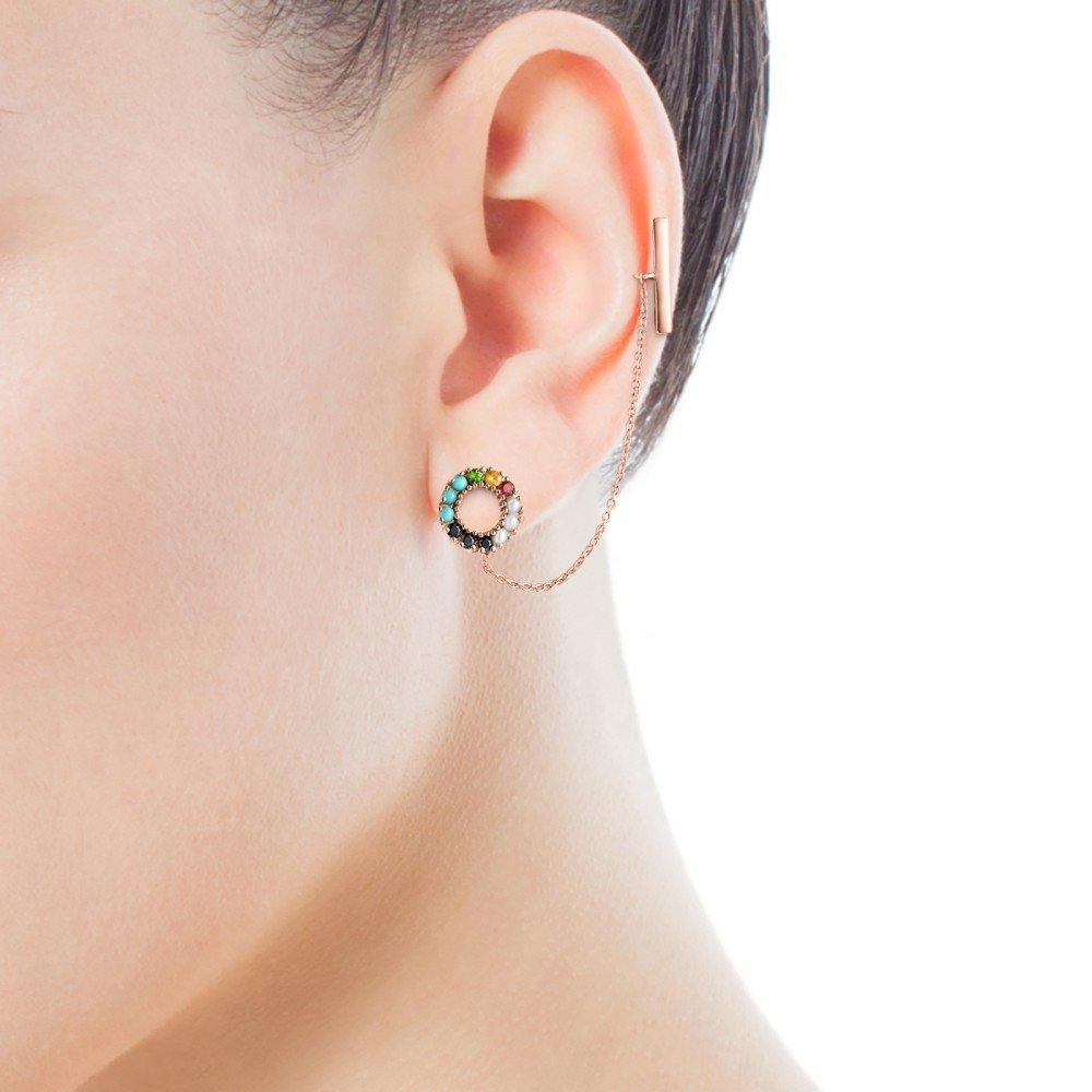 Tous Rose Gold Vermeil Straight Earring with Gemstones 912723500