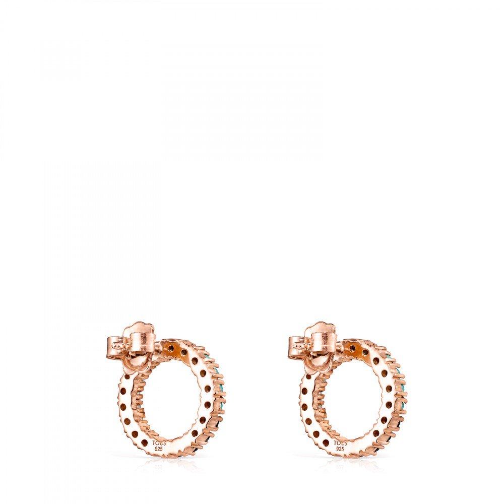 Tous Large Rose Gold Vermeil Straight disc Earrings with Gemstones 912726550