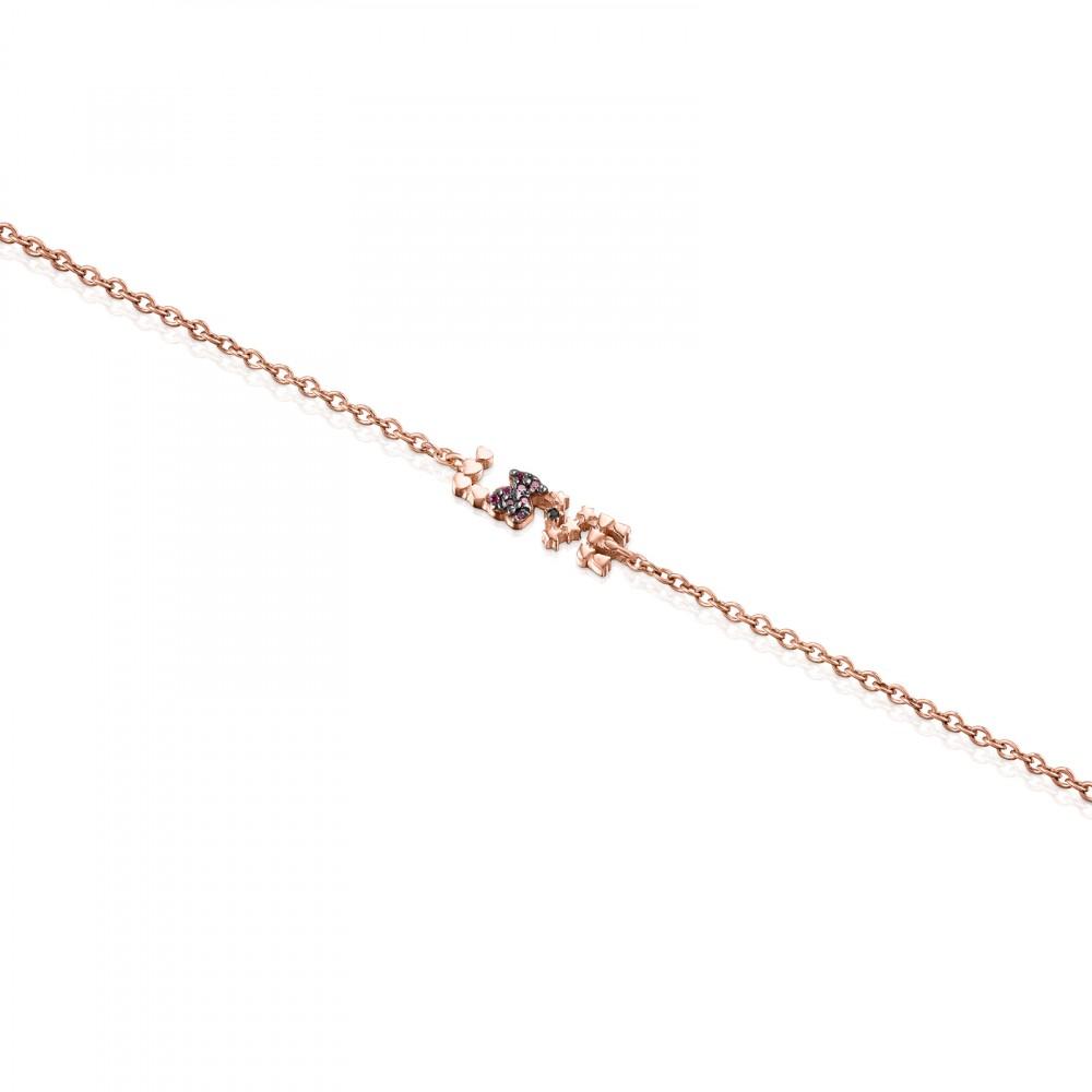 Tous Rose Gold Vermeil San Valentín love Bracelet with Ruby and Spinel 915301610