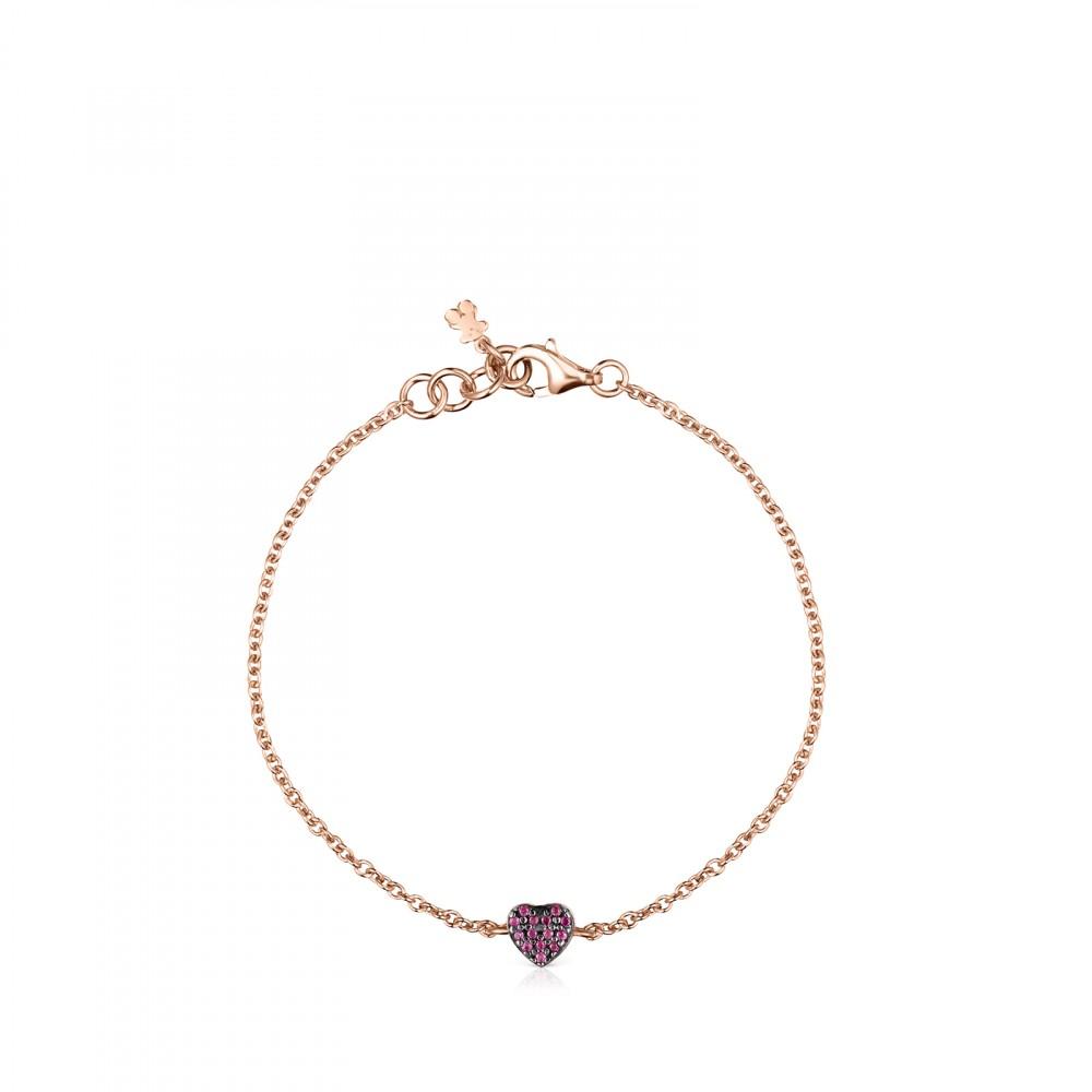 Tous Rose Gold Vermeil San Valentín heart Bracelet with Ruby 915301620