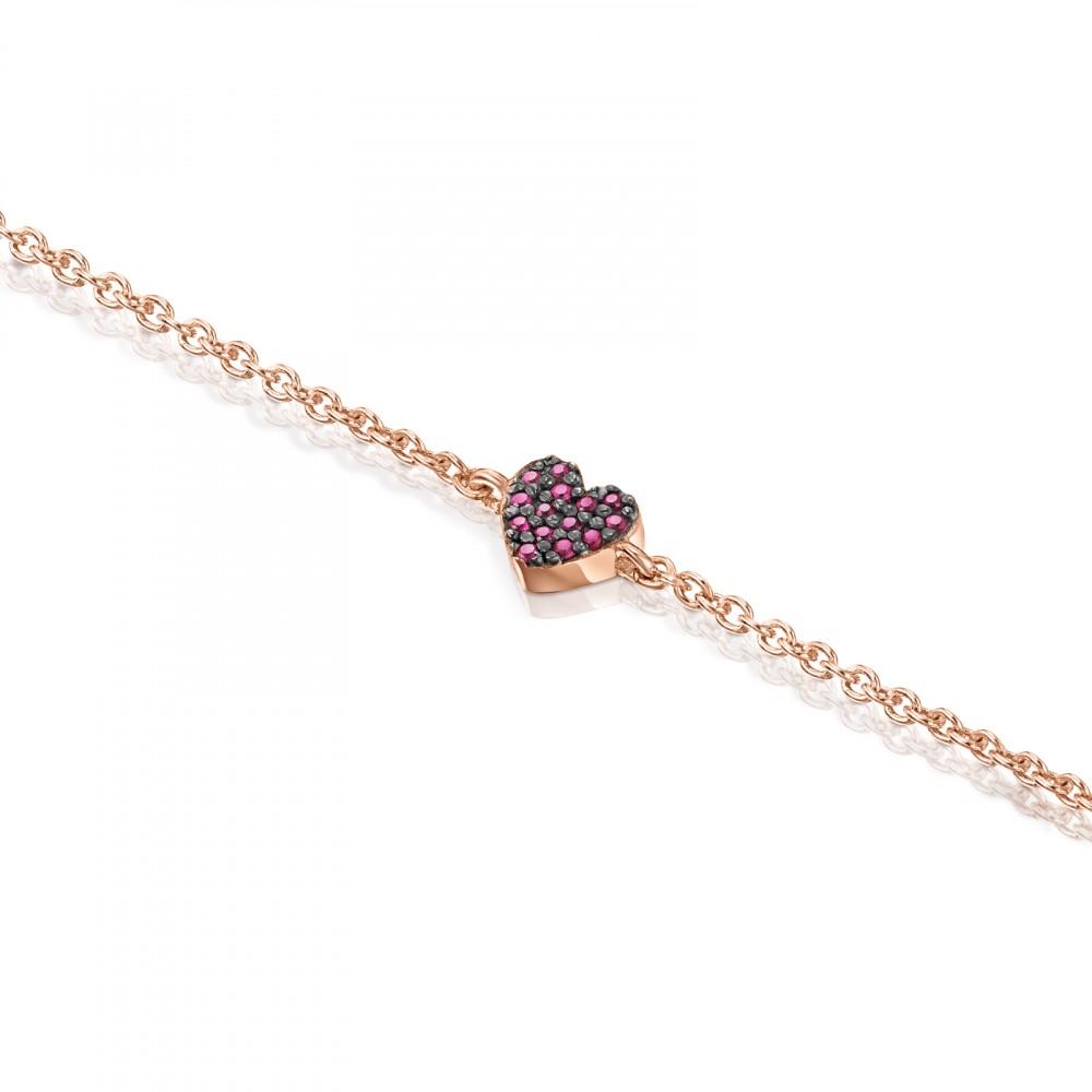 Tous Rose Gold Vermeil San Valentín heart Bracelet with Ruby 915301620