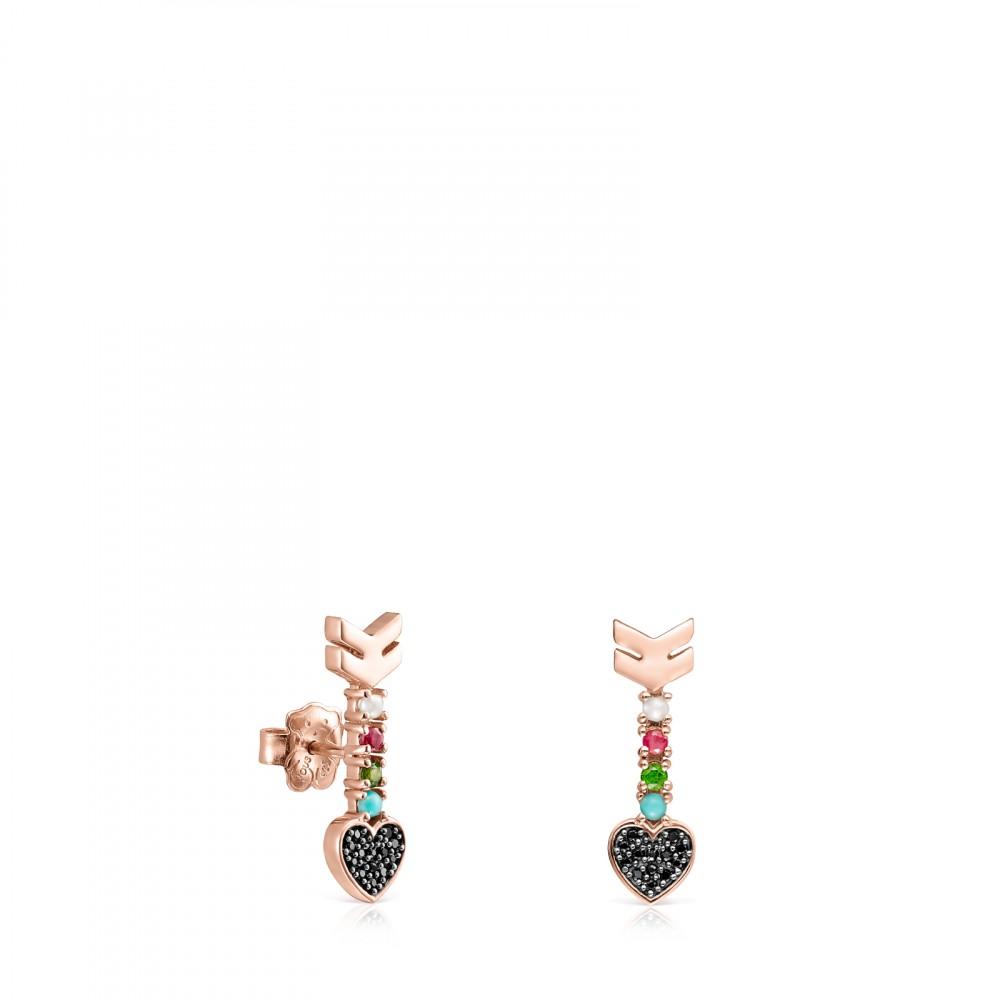 Tous Rose Gold Vermeil San Valentín arrow Earrings with Gemstones 915303500
