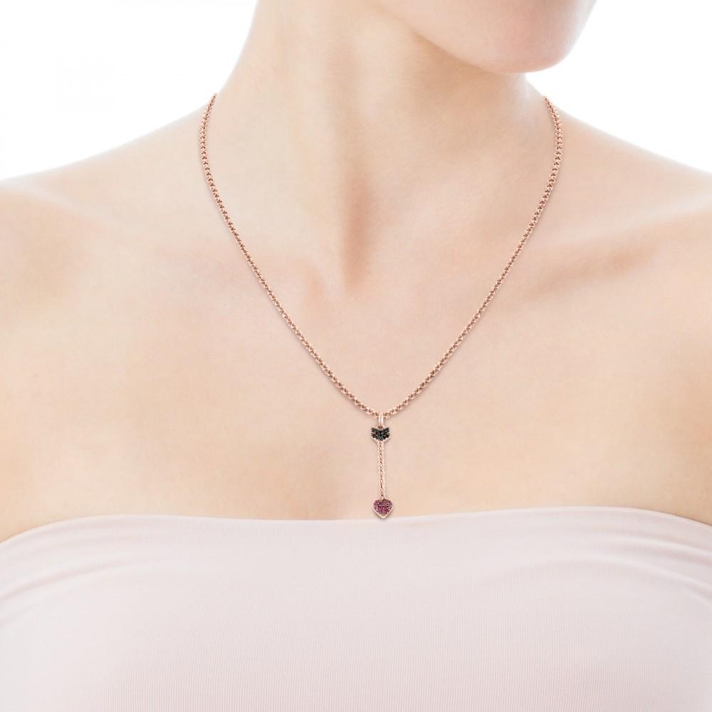 Tous San Valentín arrow Pendant in rose Gold Vermeil with Ruby and Spinel 915304600