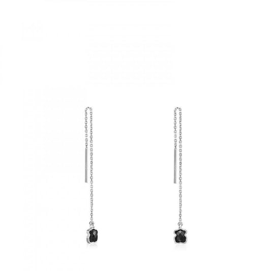 Tous Long Mini Onix - Color Earrings in Silver with Onyx 918453590