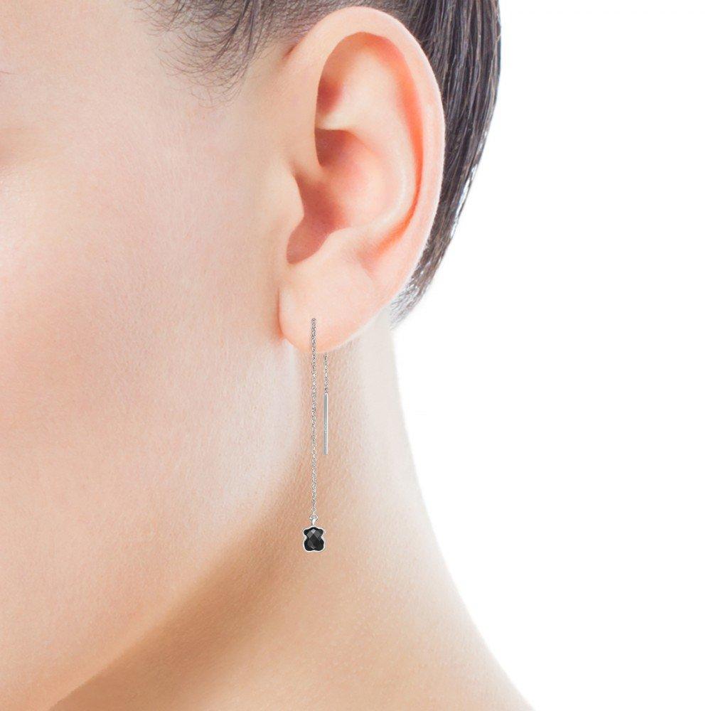 Tous Long Mini Onix - Color Earrings in Silver with Onyx 918453590