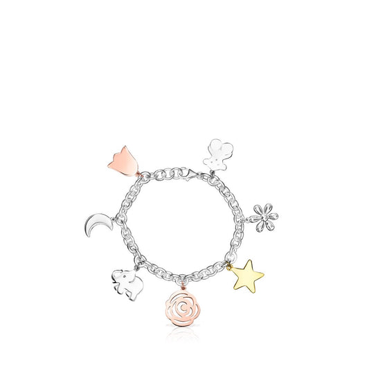 Tous Silver Sweet Dolls Bracelet with Gold Vermeil, rose Gold Vermeil and Dark Silver 818021530