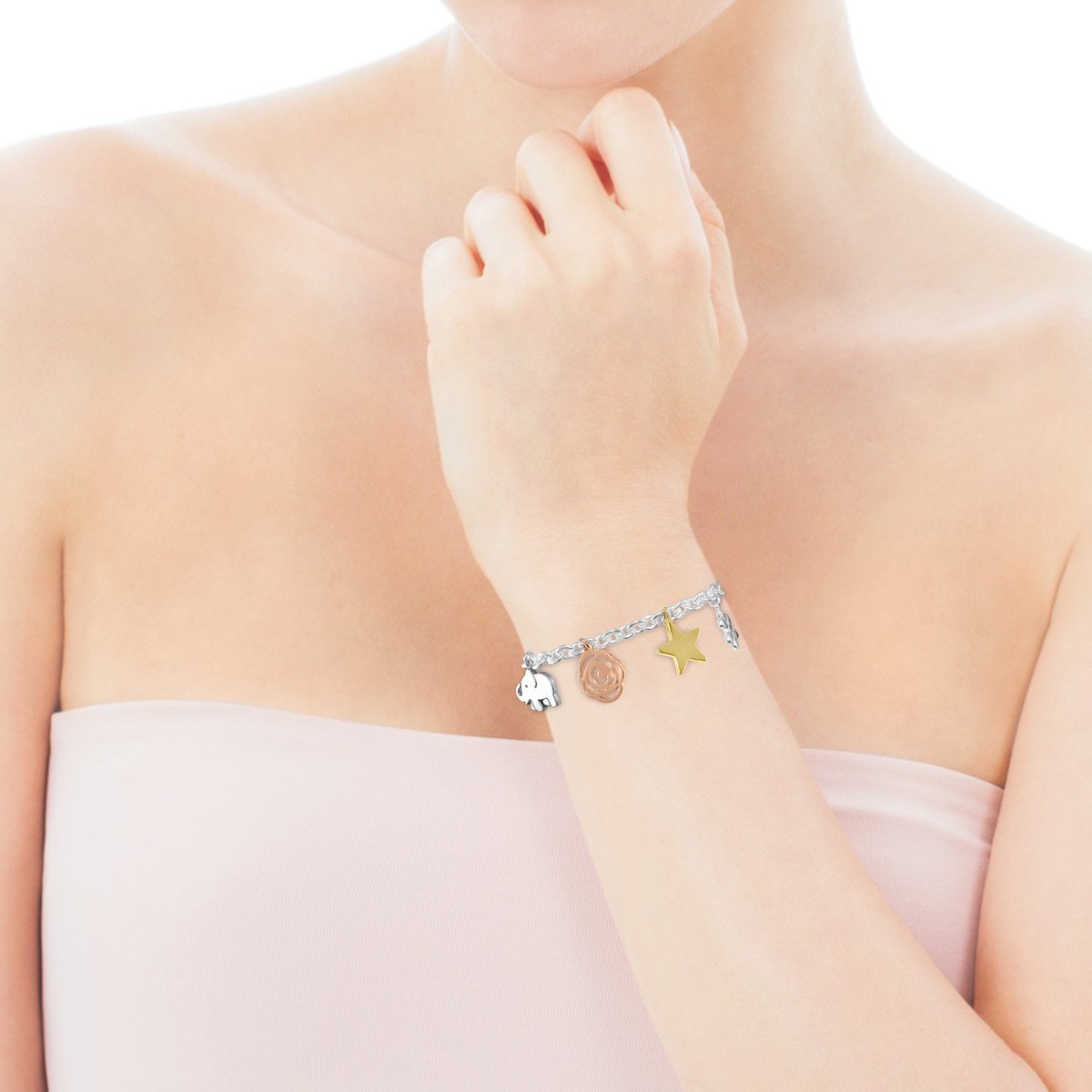 Tous Silver Sweet Dolls Bracelet with Gold Vermeil, rose Gold Vermeil and Dark Silver 818021530