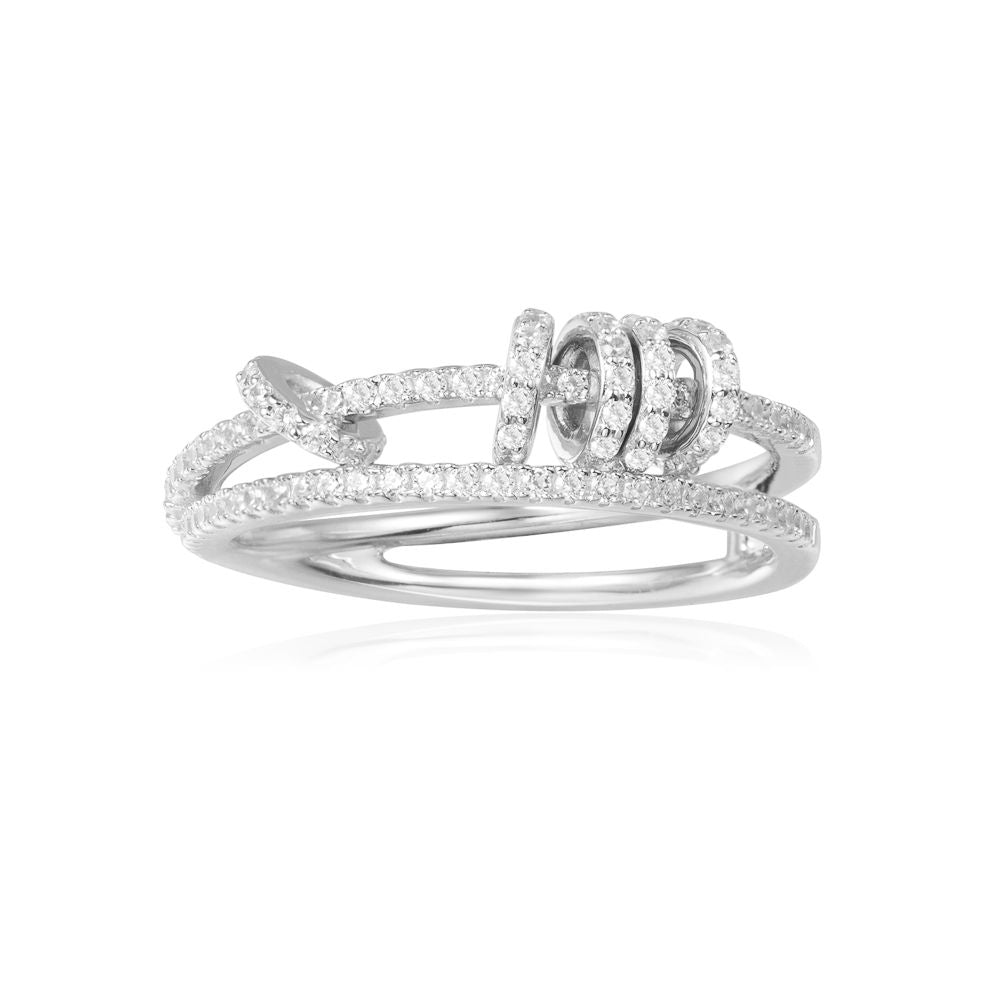APM Double Ring With Sliding Hoops - Silver A17573OX