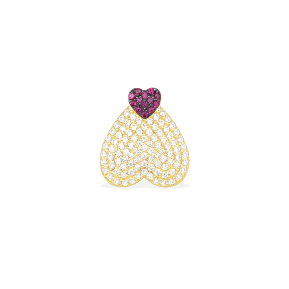 APM Mono Yellow Silver Heart-Shape Earring AE10106XKRY
