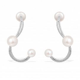 APM Dropping Earrings With Pearls - Silver AE9588XPL