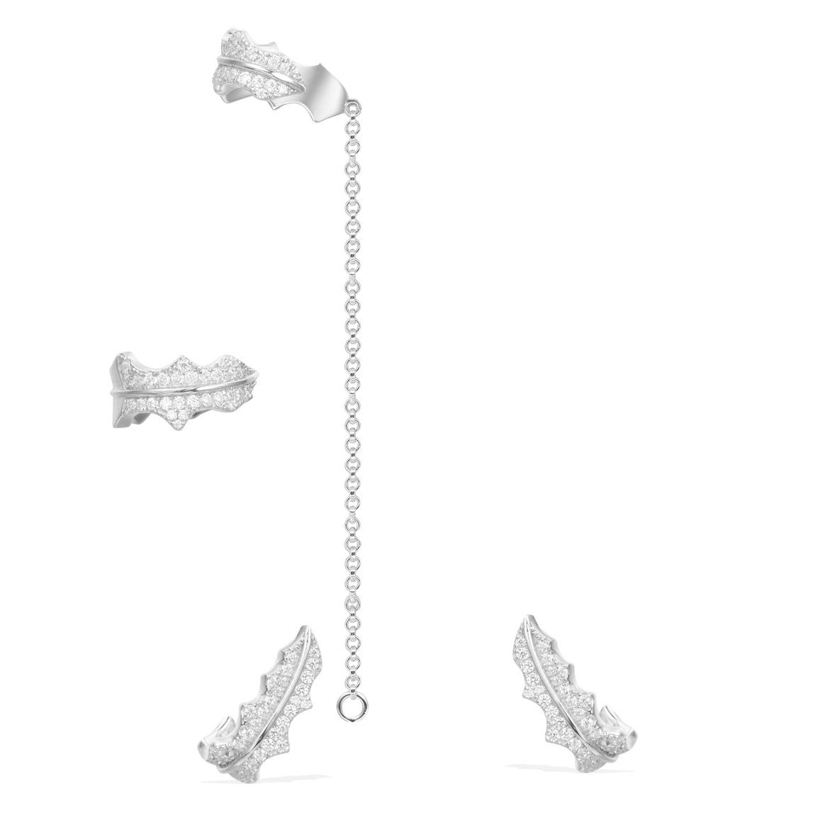 APM Asymmetric Epine Silver Earrings AE9787OX