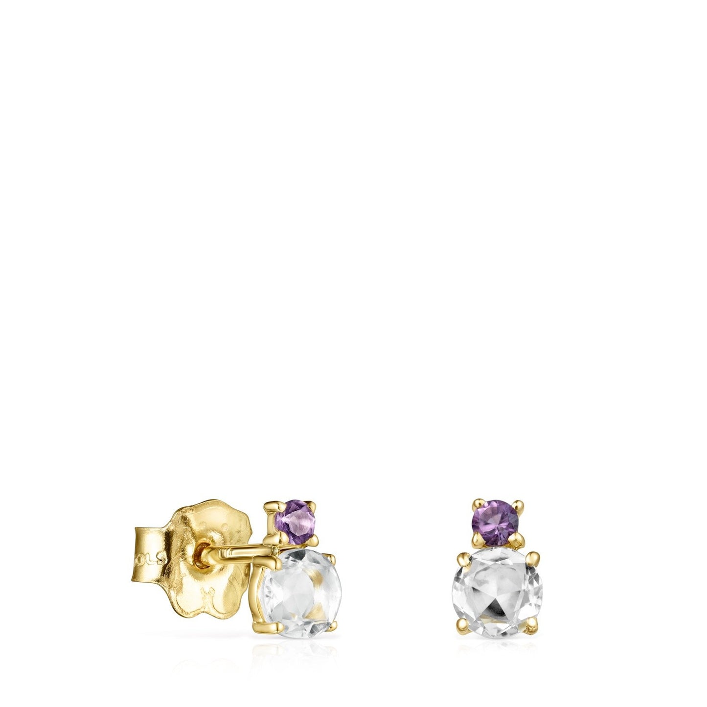 Tous Mini Ivette Earrings in Gold with Prasiolite and Amethyst 912193030