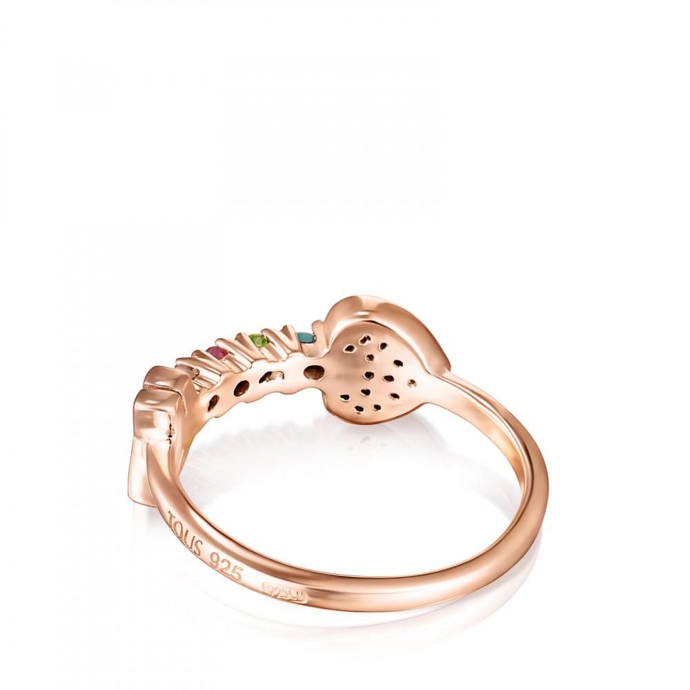 Tous Rose Gold Vermeil San Valentín arrow Ring with Gemstones 915305510