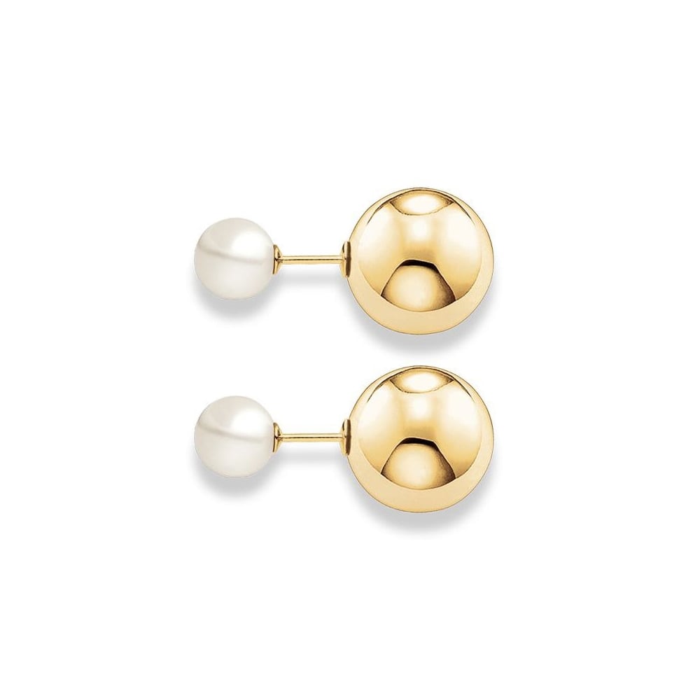 Thomas Sabo Yellow Gold & Pearl Double Stud Earrings H1913-430-14