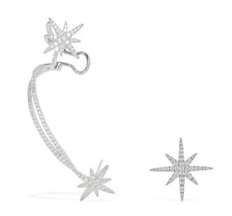 APM Asymmetric Double Météorites Earring And Its Stud - Silver AE8426OX