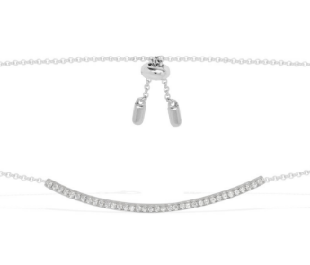 APM Adjustable Necklace With Paved Arched Pendant - Silver AC2945OX
