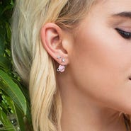 Asymmetric Pink Planet Earring And Stud - Silver  AE10559XORW,AE10559OXY