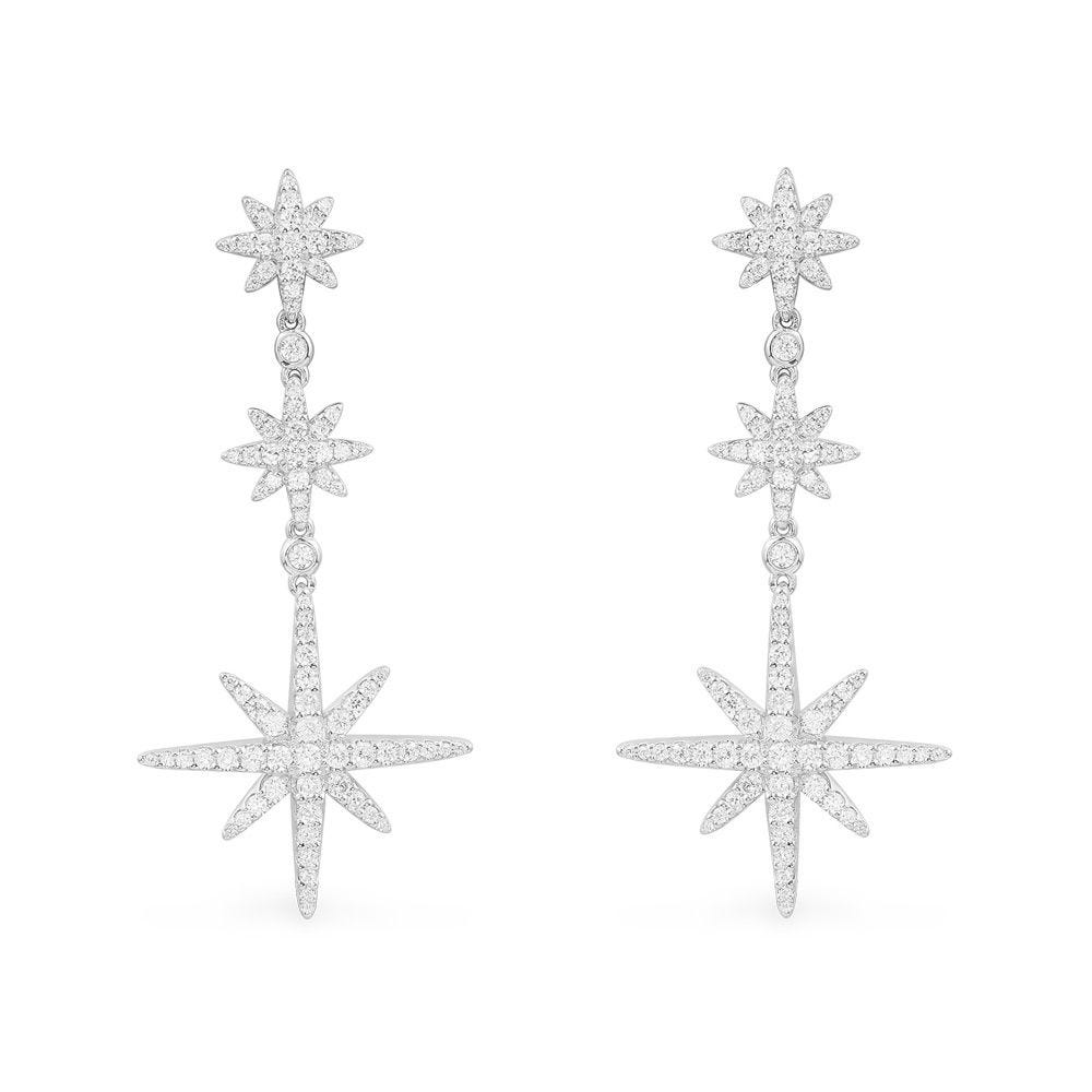 Triple Météorites Drop Earrings - Silver AE13083OX
