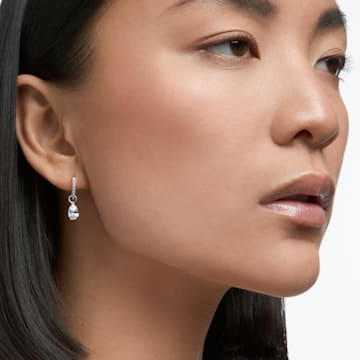 Swarovski Attract hoop earrings Pear cut crystal, White, Rhodium plated 5563119