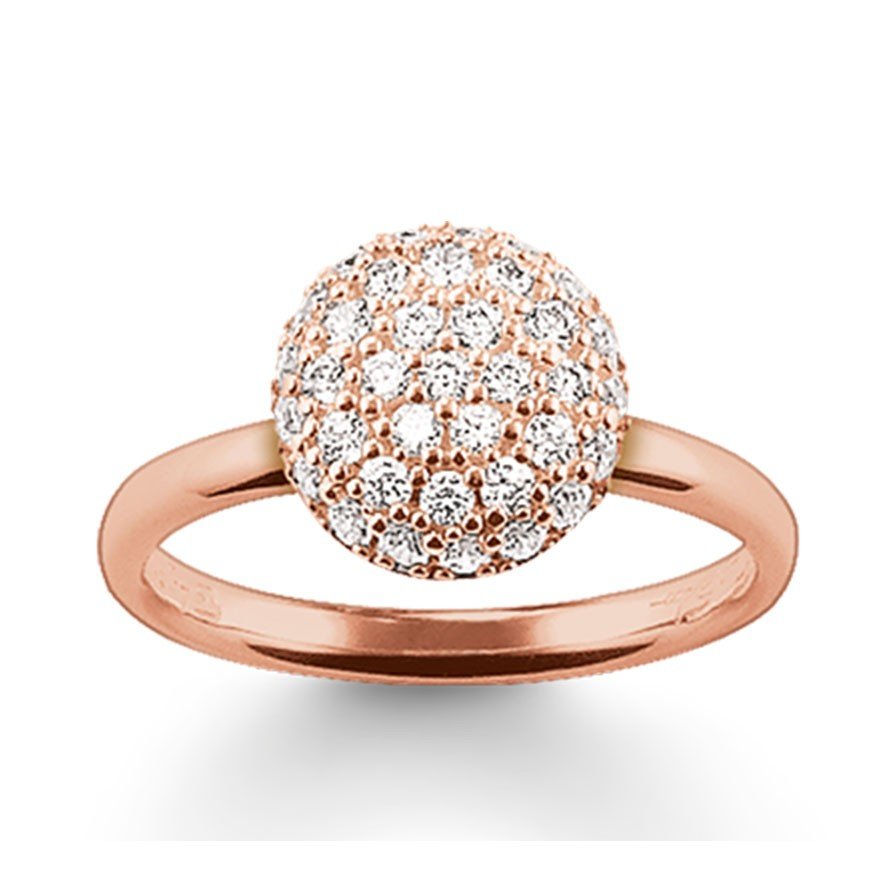 Thomas Sabo Silver Rose Gold with Pave Set Dome Ring - TR1972-416-14, TR1972-414-14