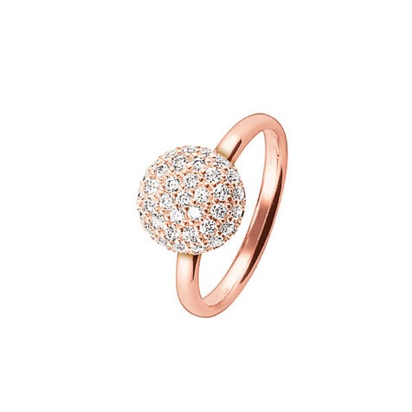 Thomas Sabo Silver Rose Gold with Pave Set Dome Ring - TR1972-416-14, TR1972-414-14
