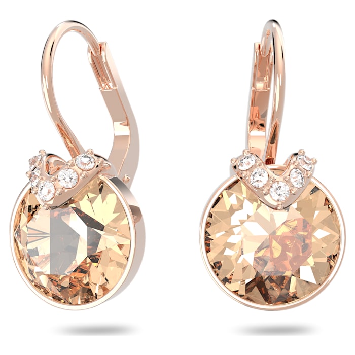 Swarovski Bella V earrings Round, Pink, Rose-gold tone plated 5299318