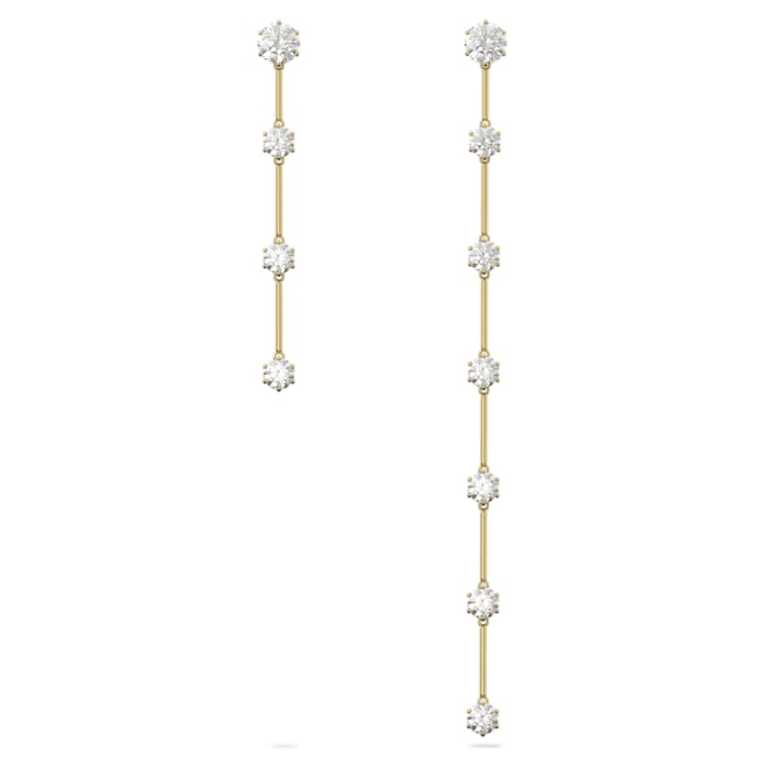 Swarovski Constella earrings Asymmetrical, White, Matte gold-tone plated 5600490