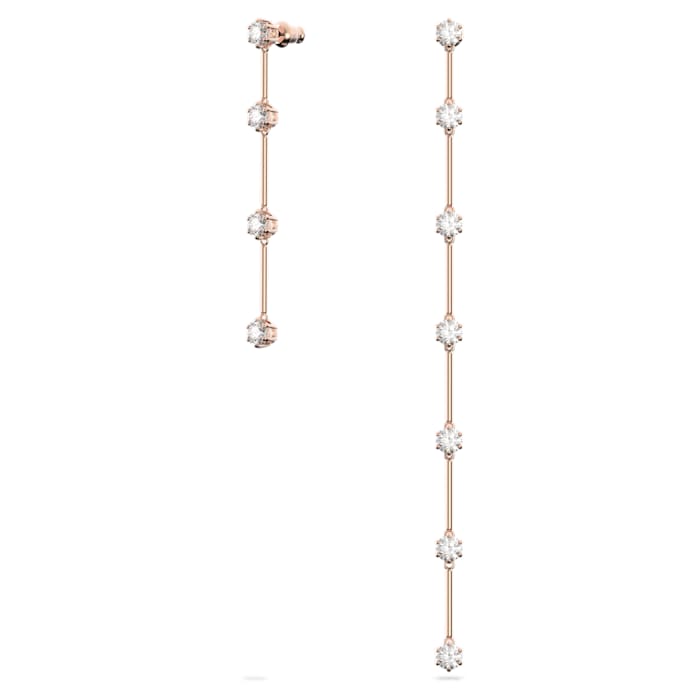 Swarovski Constella earrings Asymmetrical, White, Rose-gold tone plated 5609707