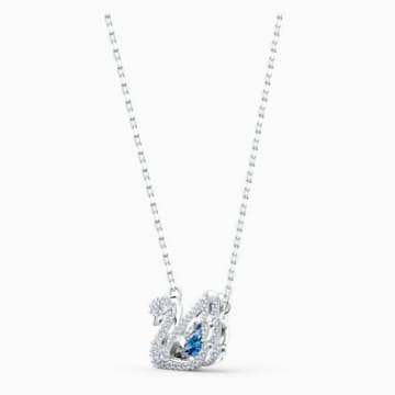 Swarovski Dancing Swan Necklace, Blue, Rhodium plated 5533397