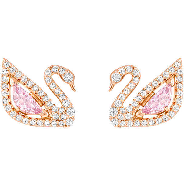 Swarovski Dazzling Swan Pierced Earrings, Multi-colored, Rose Gold Plating 5469990